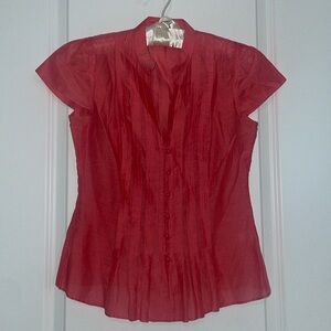 Banana Republic Coral Mandarin Collar Short Sleeve Blouse. Size XS